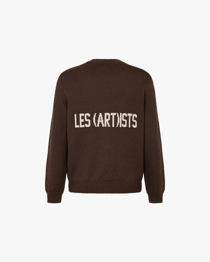 Jacquard sweater logo classic Brown