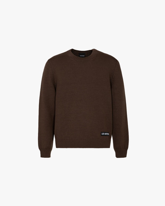 Pull-over en jacquard logo classic Marron